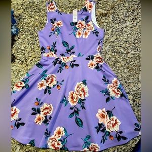Purple flower women summer dress